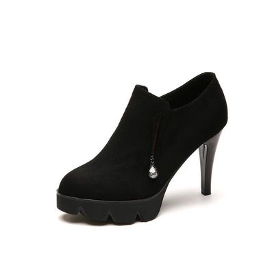 2017秋冬季新款圓頭防水臺高跟細跟女鞋側(cè)拉鏈水鉆女鞋 艾尚戀族圓頭單鞋型號【價格 圖片 品牌 報價】-蘇寧易購聯(lián)創(chuàng)服飾鞋帽專營店